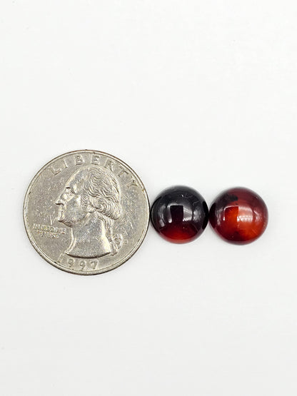Red Amber Authentic Cabochon Pair