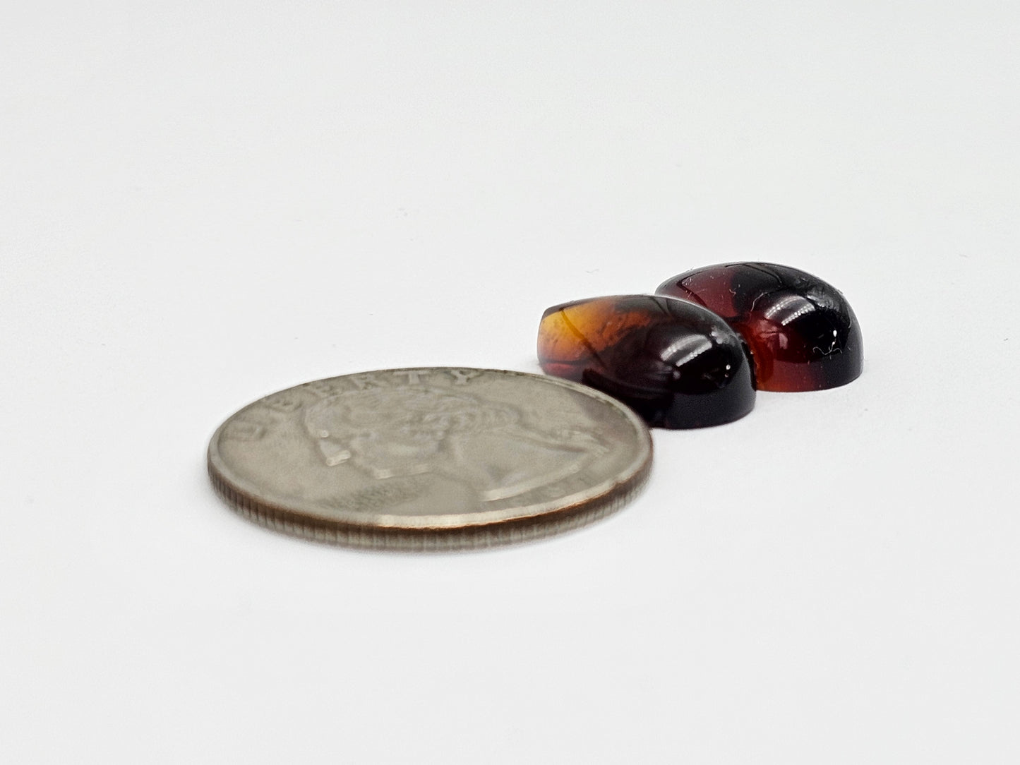 Red Amber Authentic Cabochon Pair