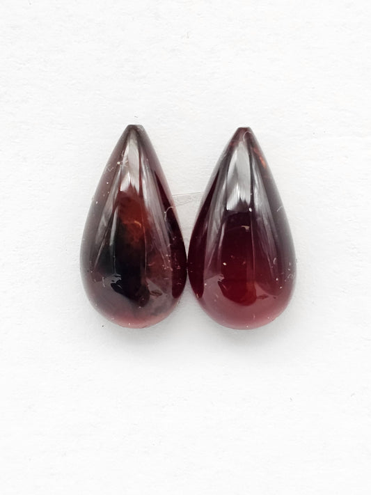 Red Amber Authentic Cabochon Pair