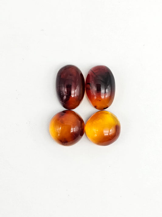 Red Amber Authentic Cabochon Pairs