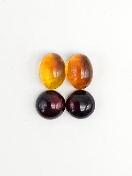 Red Amber Authentic Cabochon Pairs