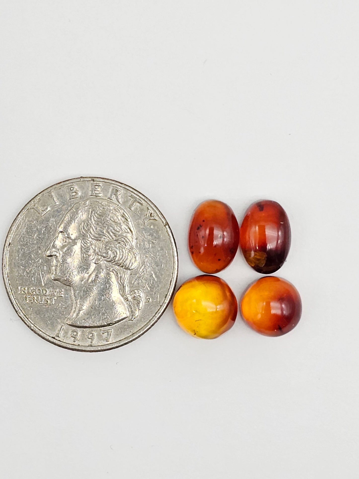 Red Amber Authentic Cabochon Pairs