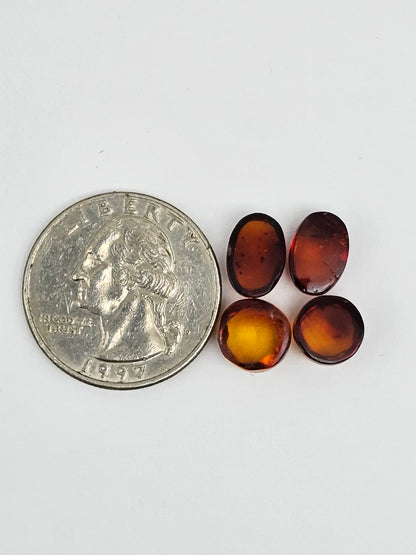 Red Amber Authentic Cabochon Pairs