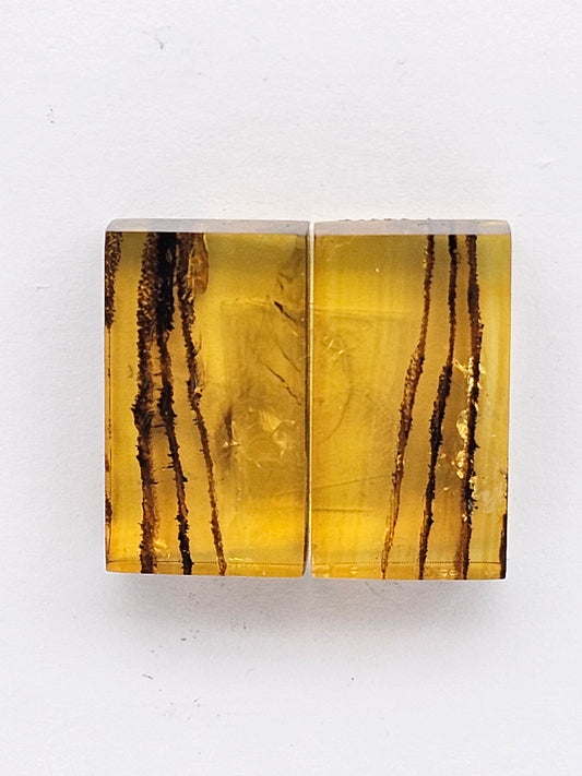 Amber authentic cabochon pair large