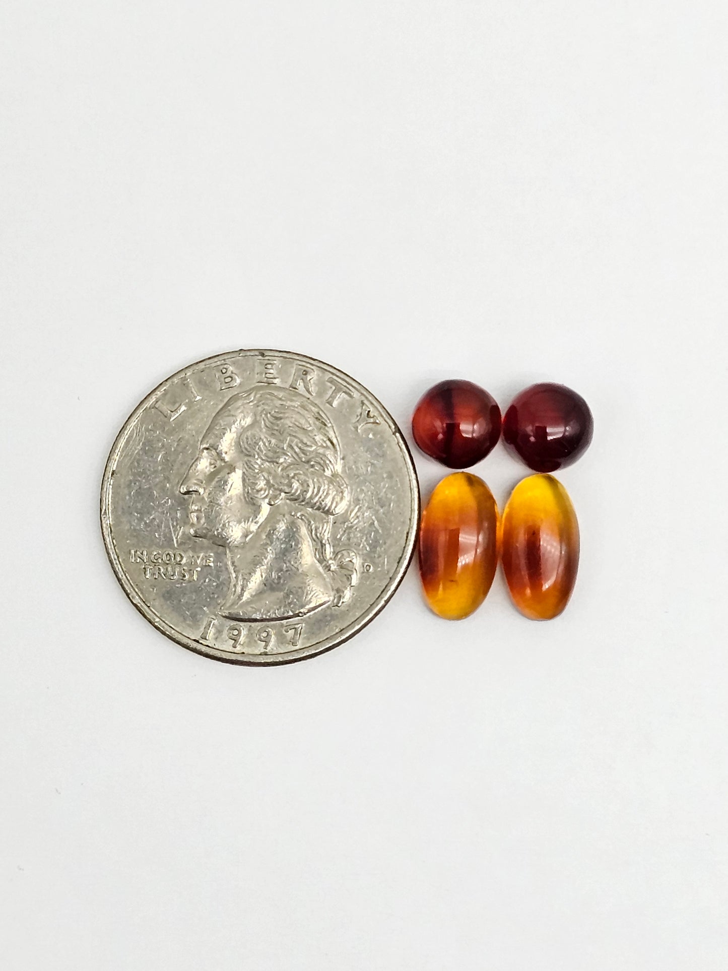 Red Amber Authentic Cabochon Pairs
