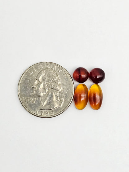 Red Amber Authentic Cabochon Pairs