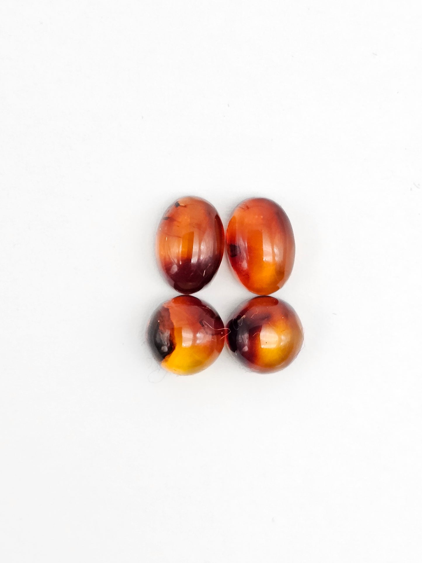 Red Amber Authentic Cabochon Pairs