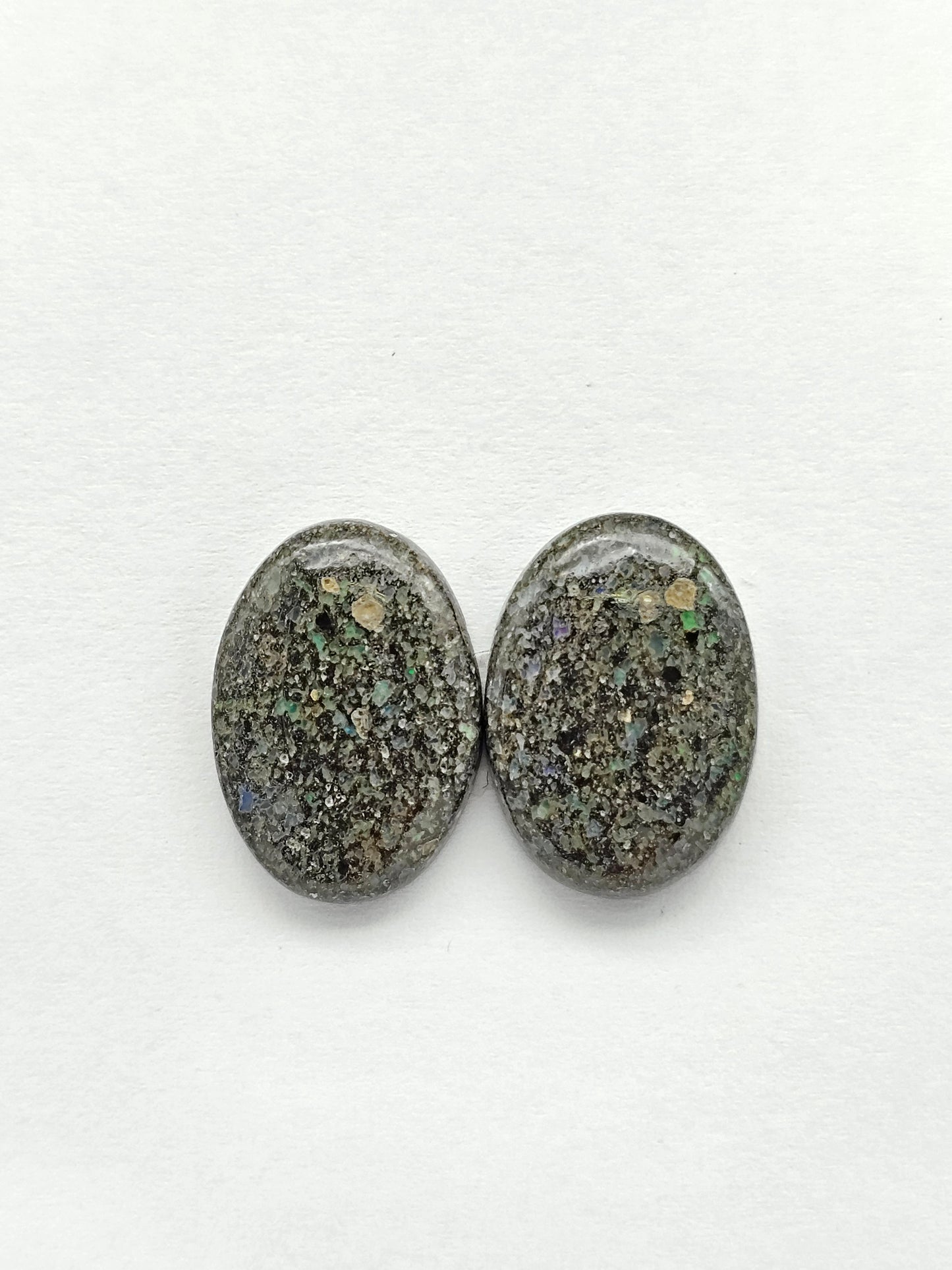 Rare Mexican Leopard Opal Cabochon Pair