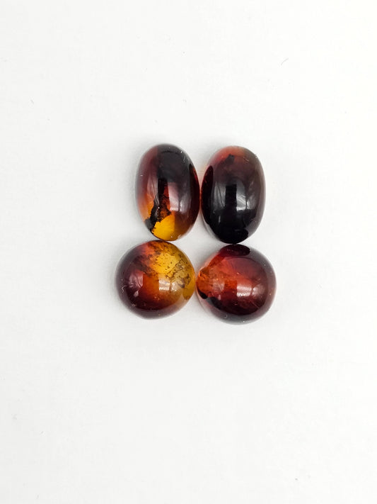 Red Amber Authentic Cabochon Pairs