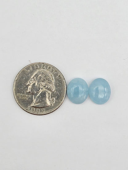 Aquamarine Silica Cabochon pair