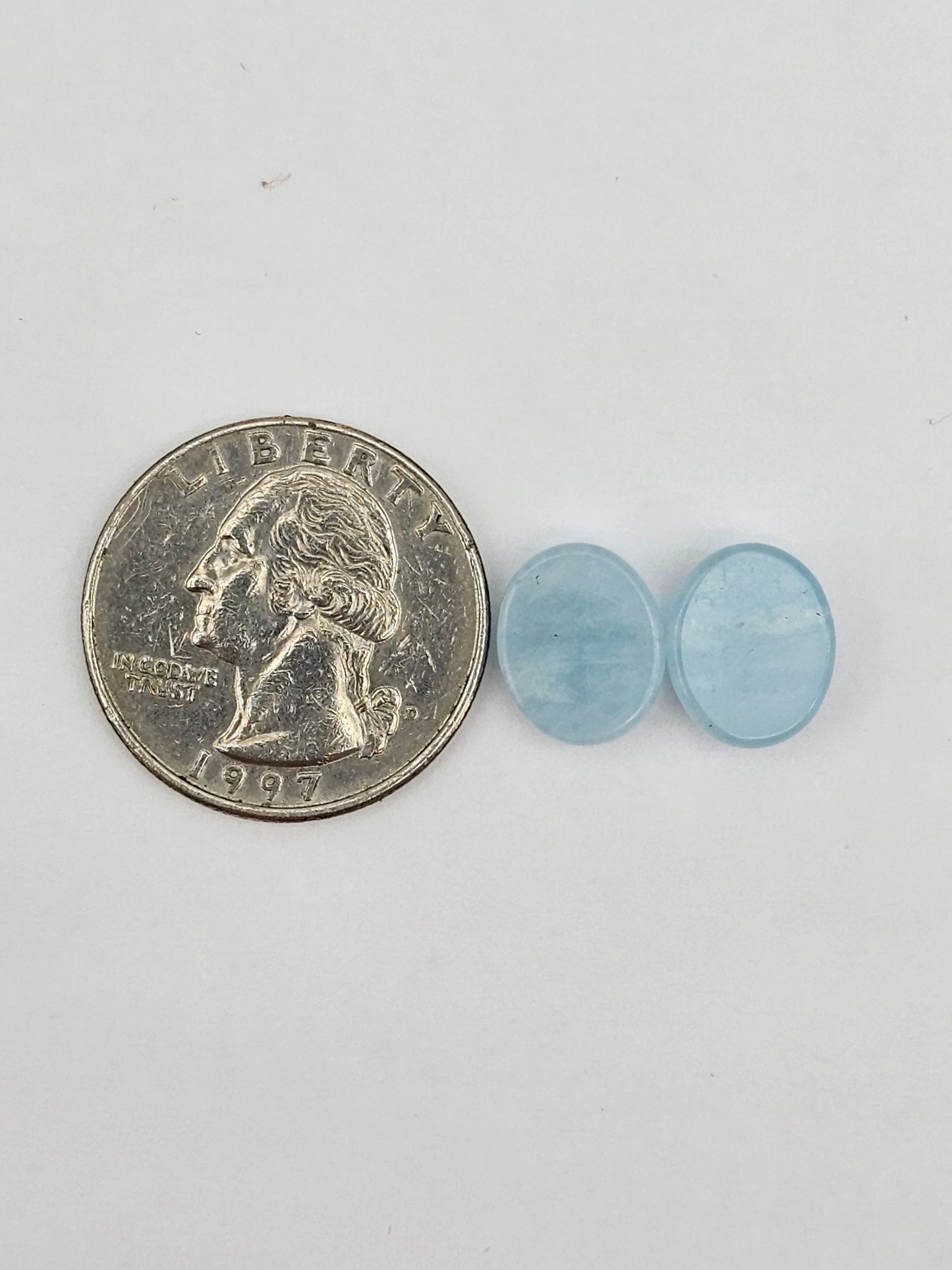 Aquamarine Silica Cabochon pair