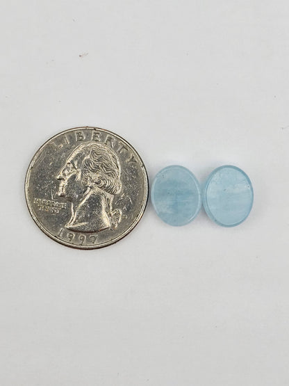 Aquamarine Silica Cabochon pair