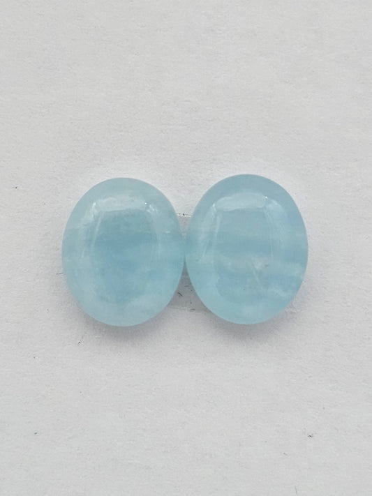 Aquamarine Silica Cabochon pair