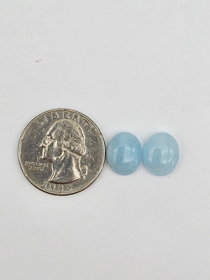 Aquamarine Silica Cabochon pair