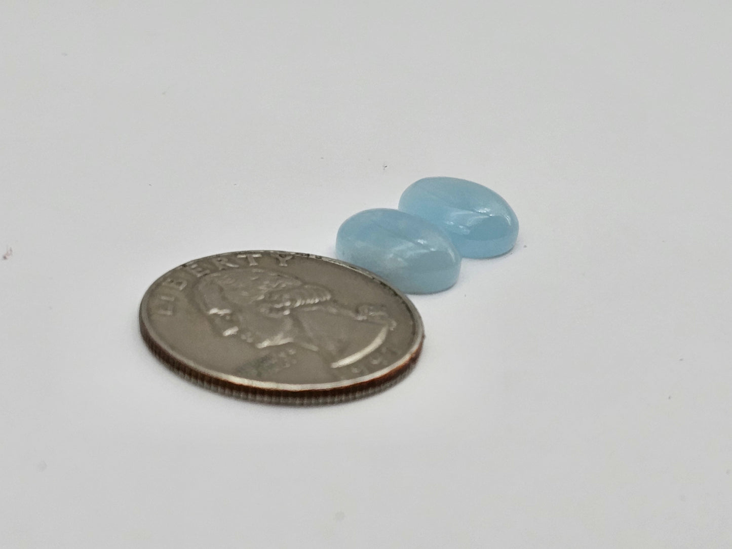 Aquamarine Silica Cabochon pair