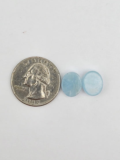 Aquamarine Silica Cabochon pair
