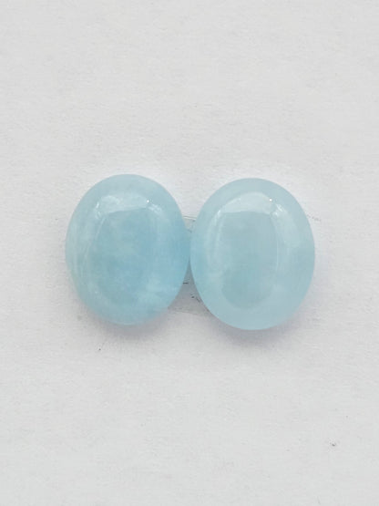 Aquamarine Silica Cabochon pair