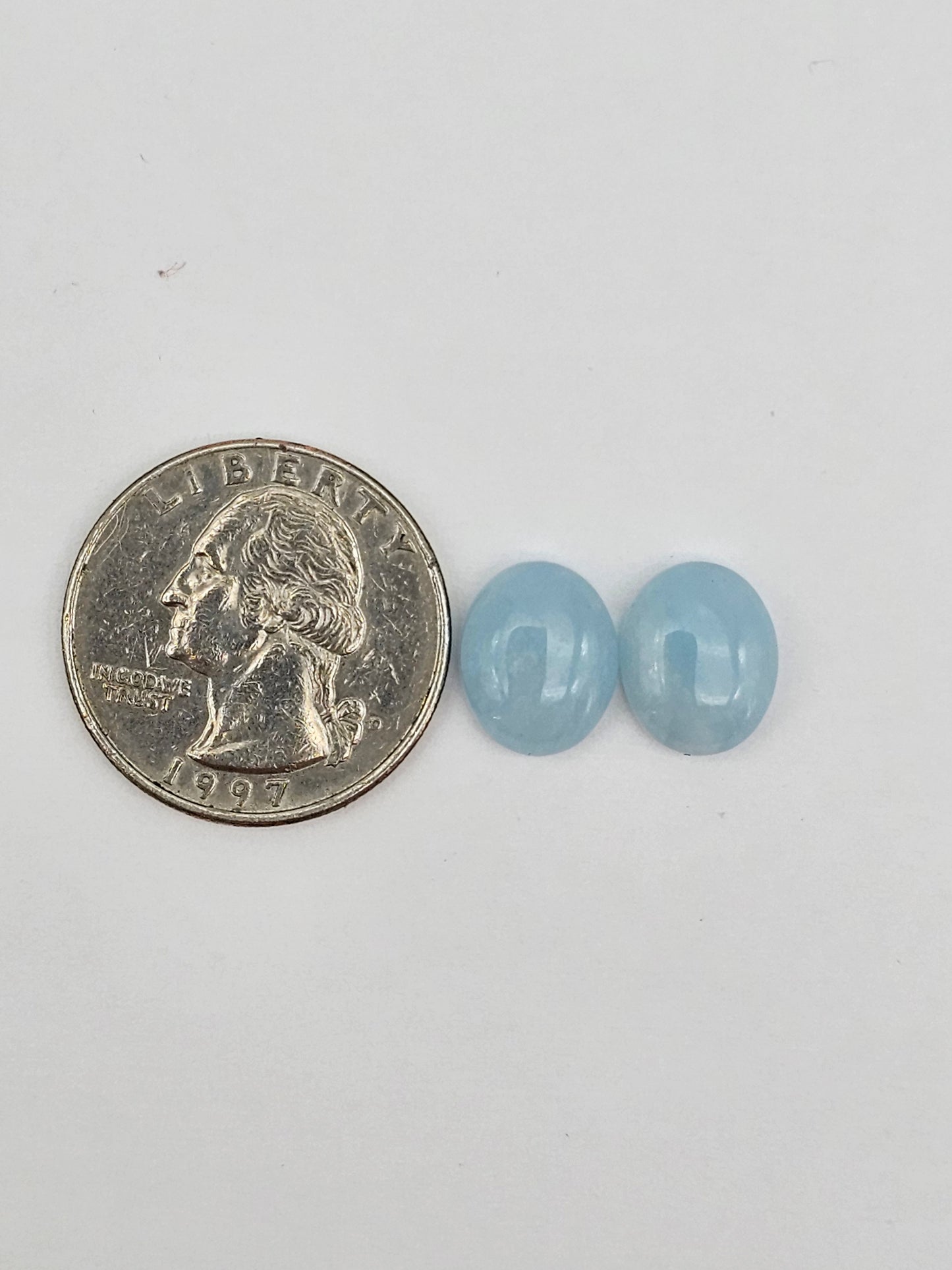 Aquamarine Silica Cabochon pair