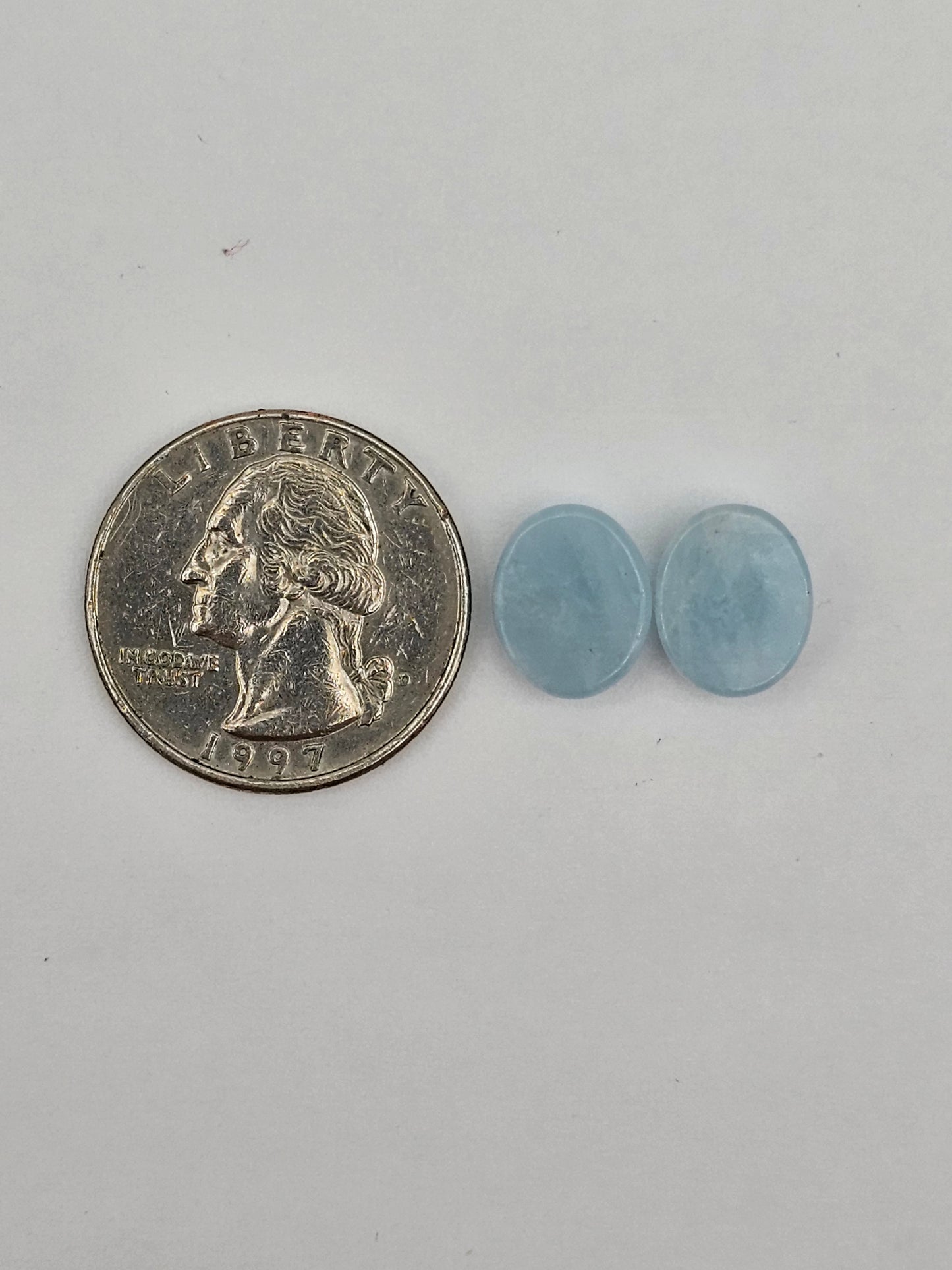 Aquamarine Silica Cabochon pair