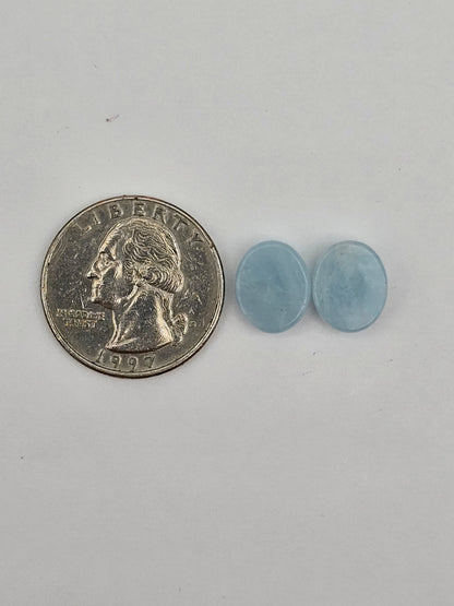 Aquamarine Silica Cabochon pair