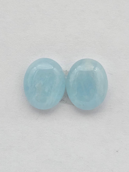 Aquamarine Silica Cabochon pair