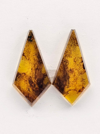 Amber authentic cabochon pair large