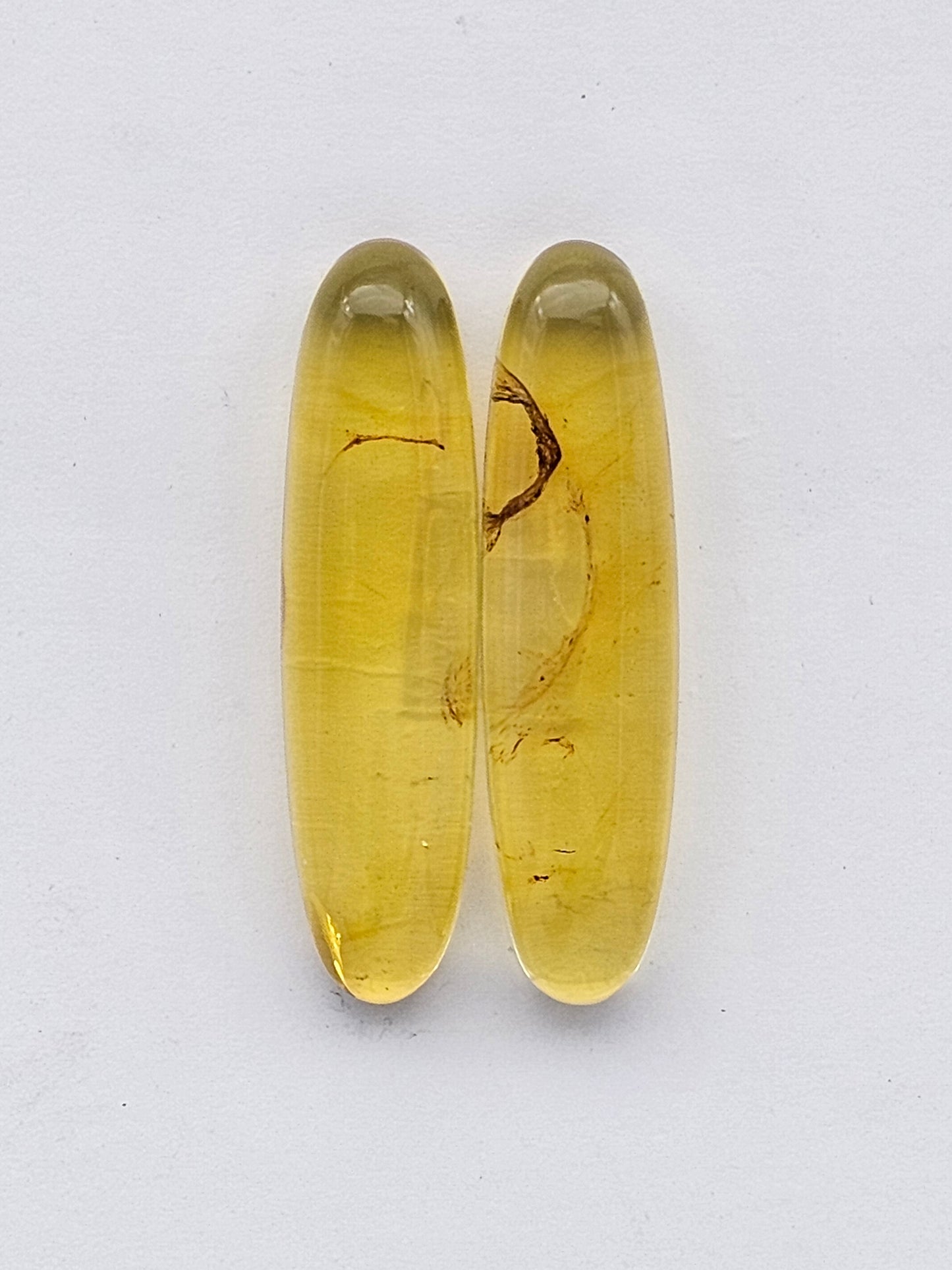 Amber authentic cabochon pair large