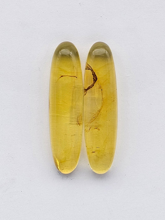 Amber authentic cabochon pair large