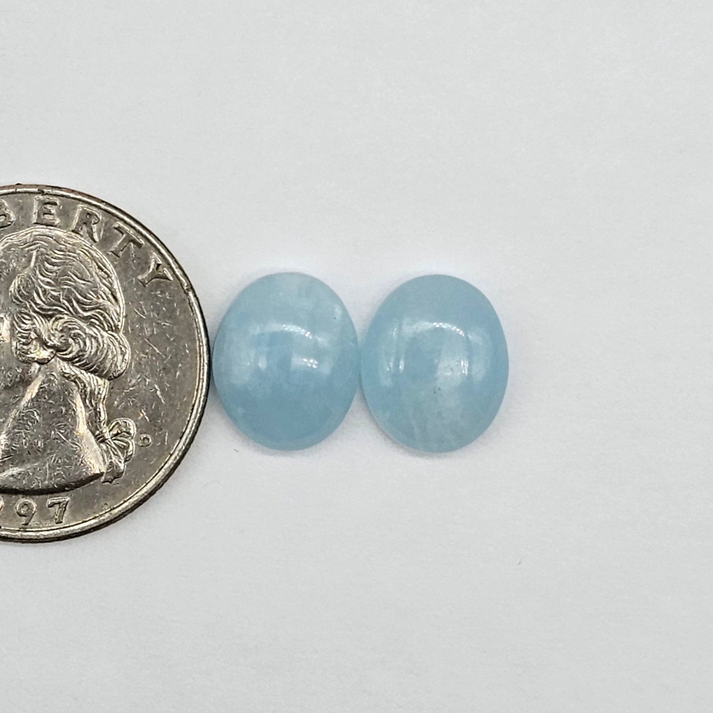Aquamarine Silica Cabochon pair
