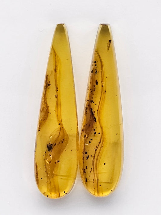 Amber authentic cabochon pair large