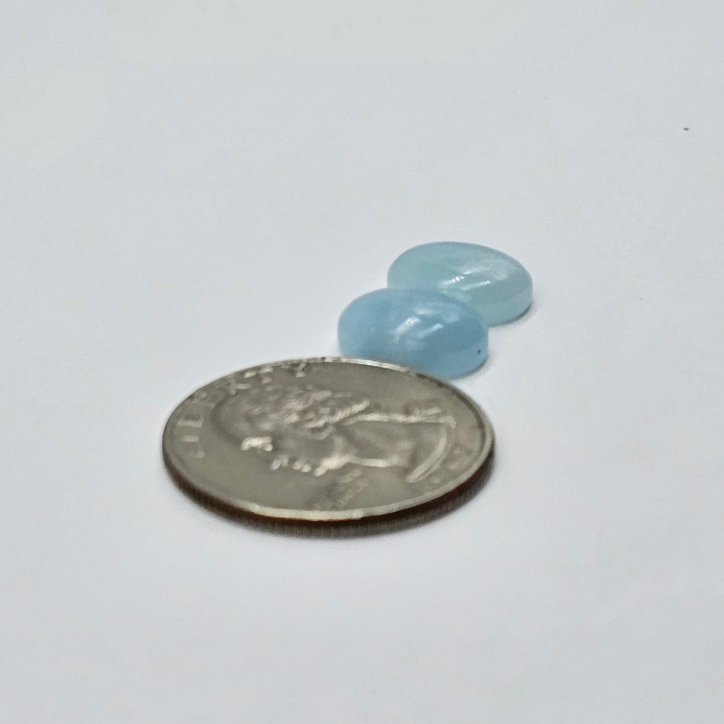 Aquamarine Silica Cabochon pair