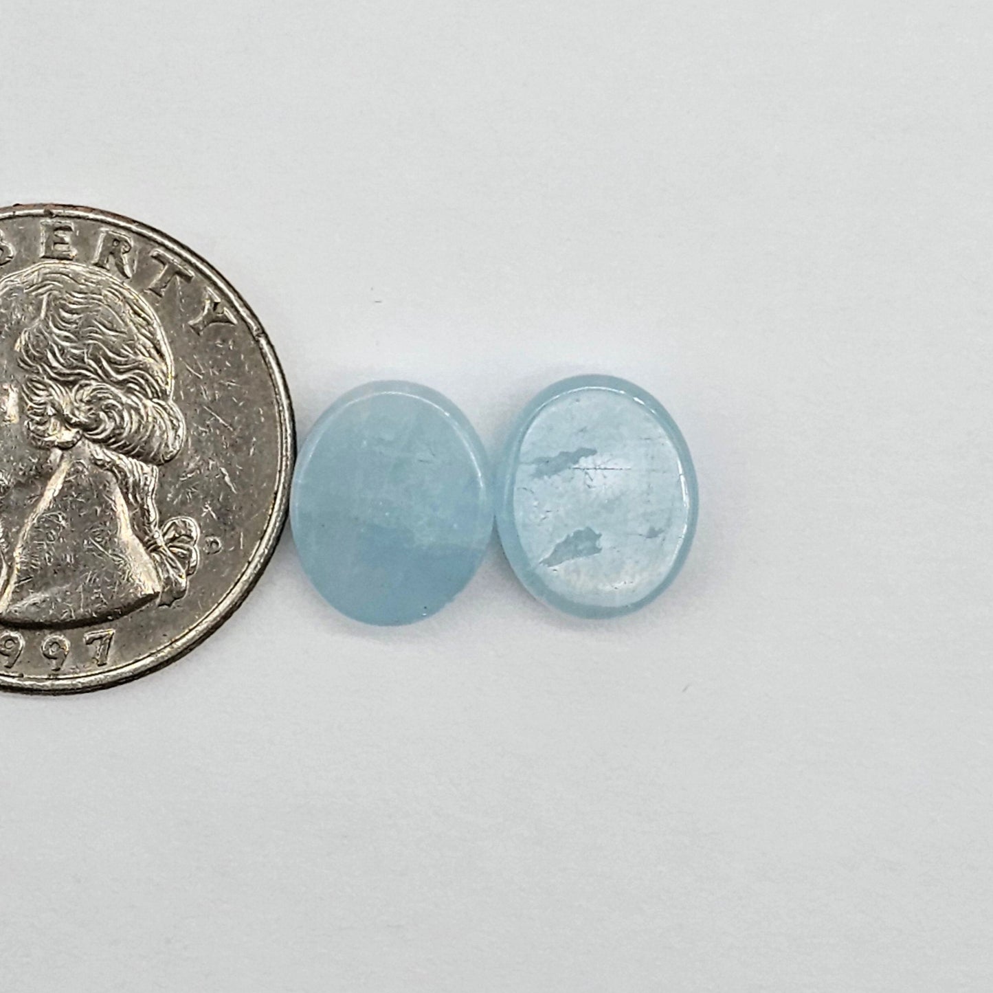 Aquamarine Silica Cabochon pair