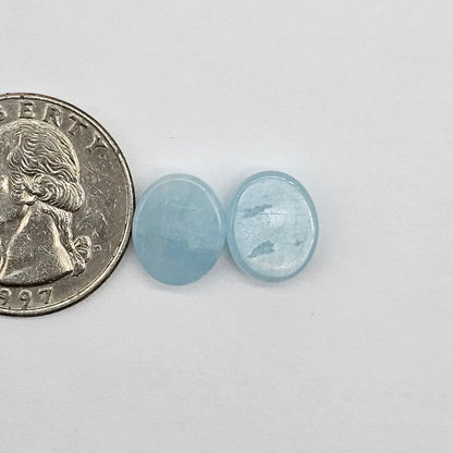 Aquamarine Silica Cabochon pair