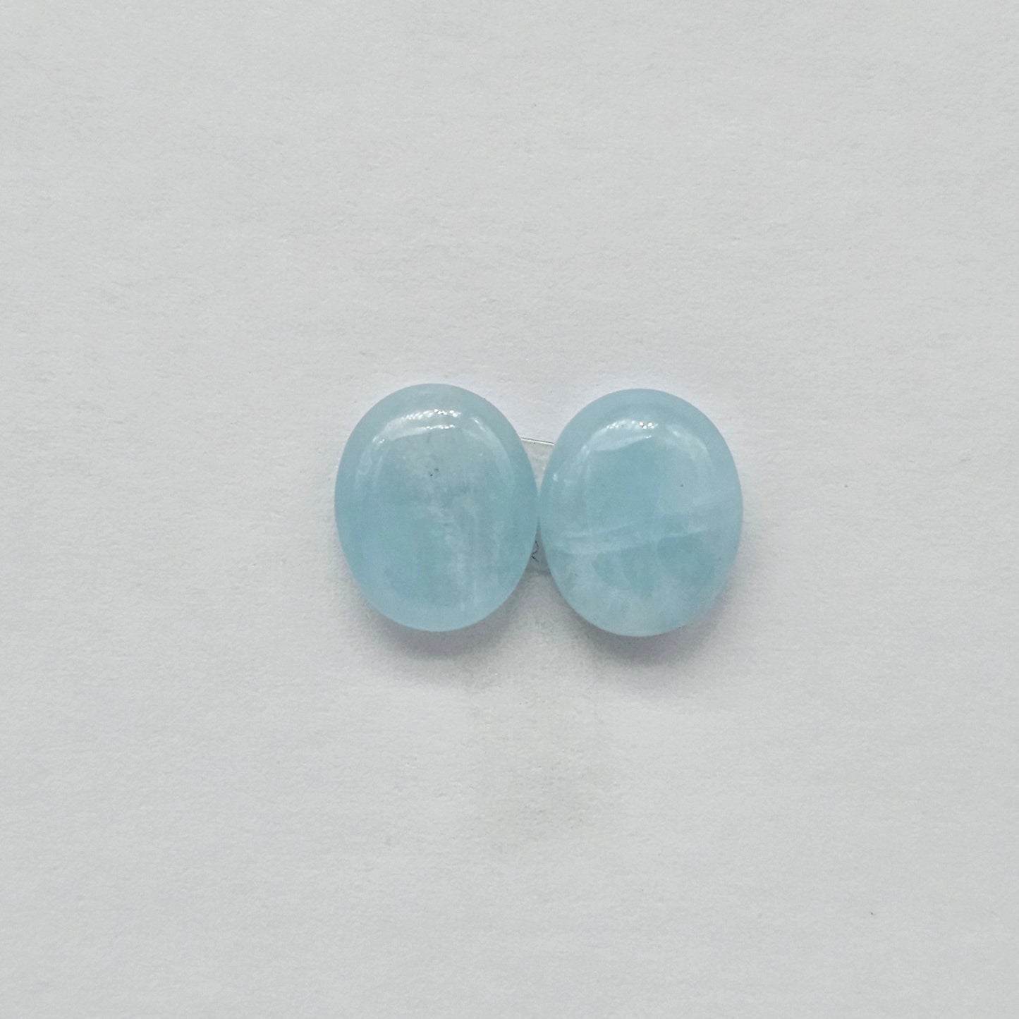 Aquamarine Silica Cabochon pair
