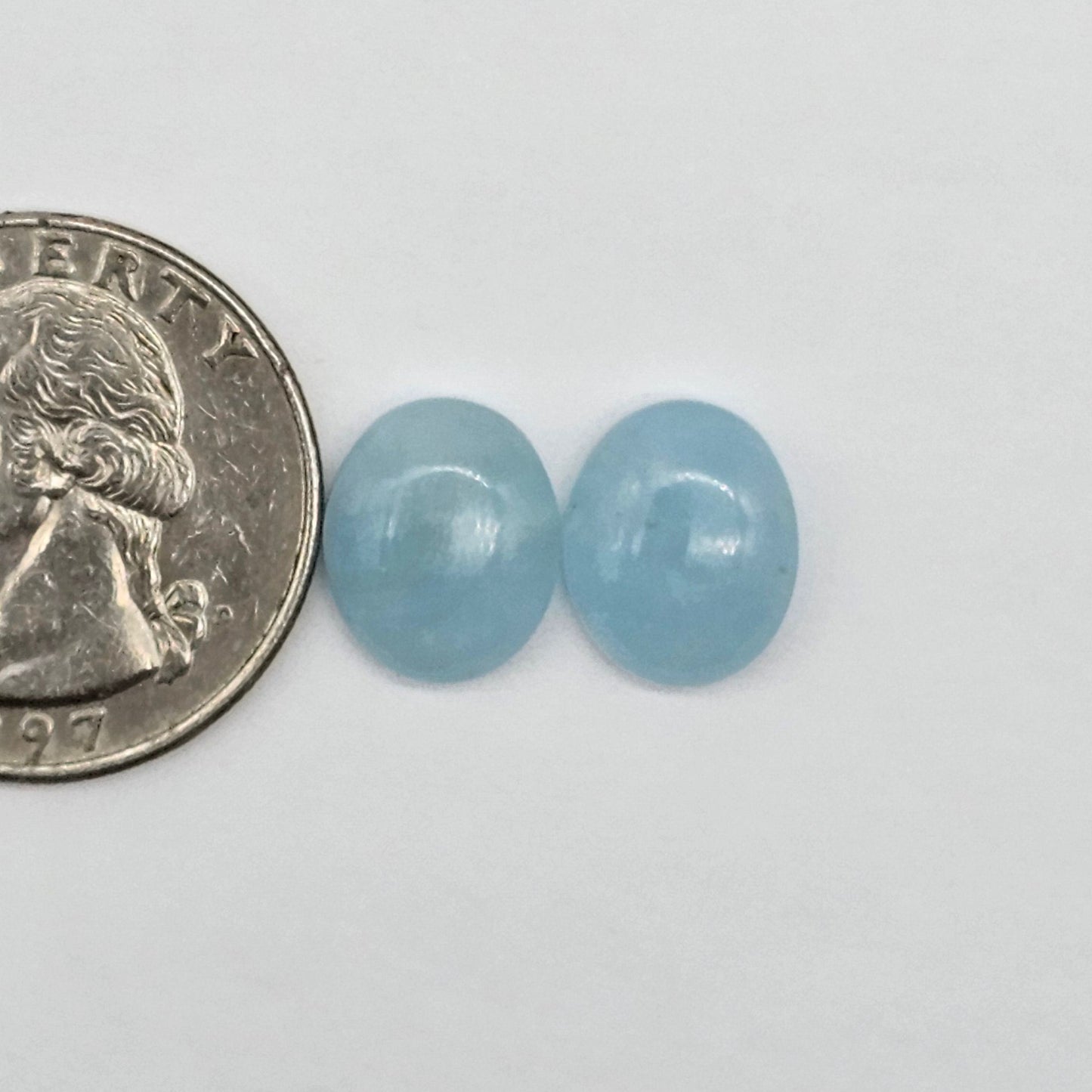 Aquamarine Silica Cabochon pair