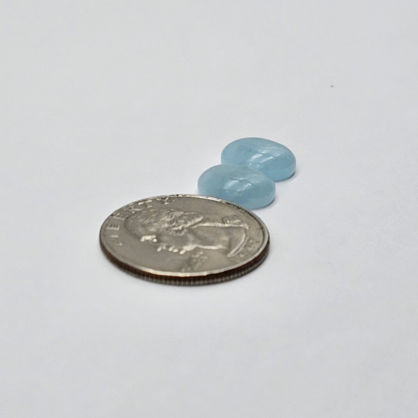 Aquamarine Silica Cabochon pair