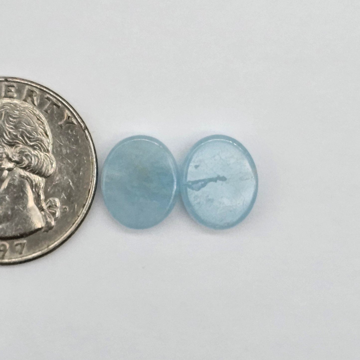 Aquamarine Silica Cabochon pair