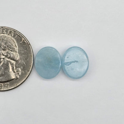 Aquamarine Silica Cabochon pair