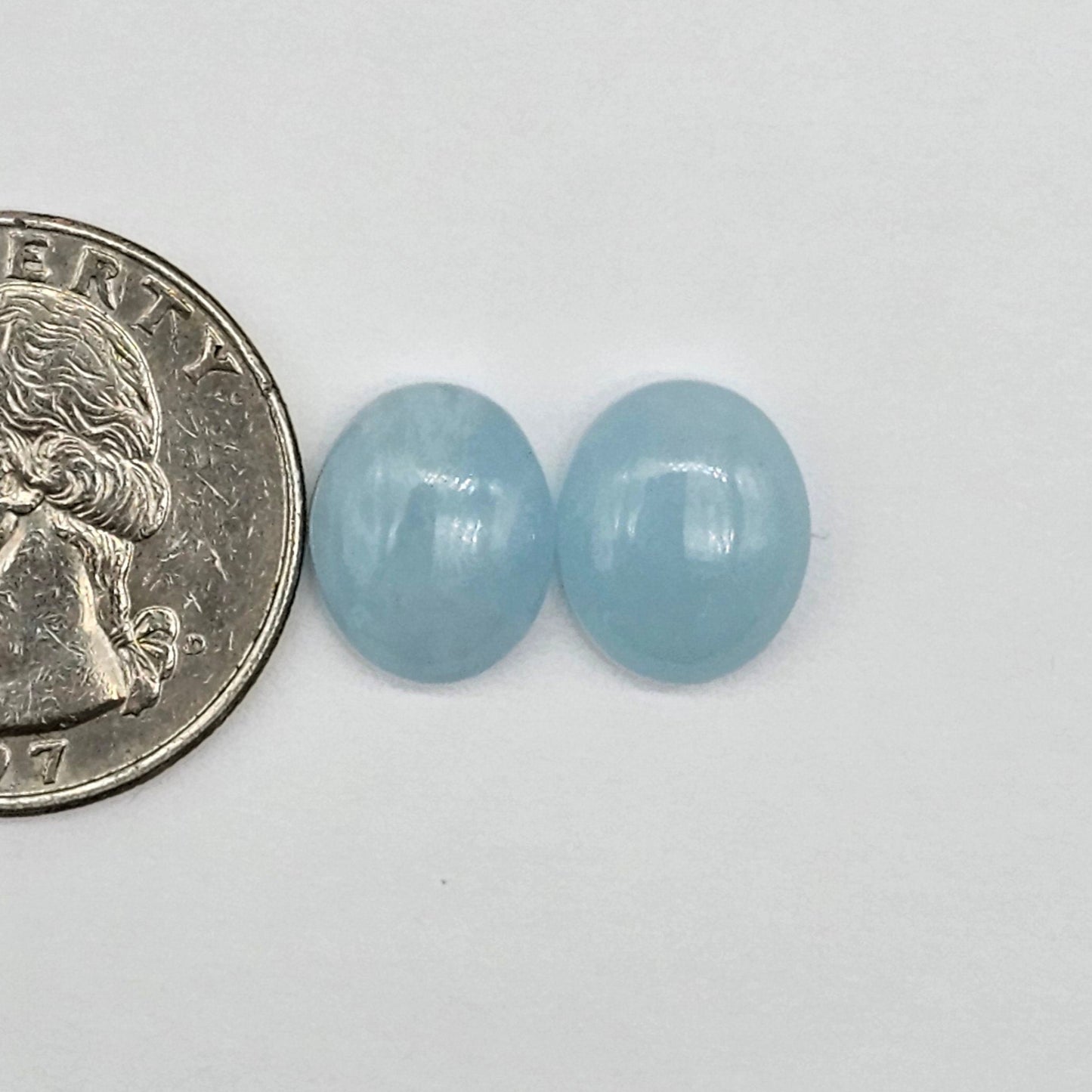 Aquamarine Silica Cabochon pair