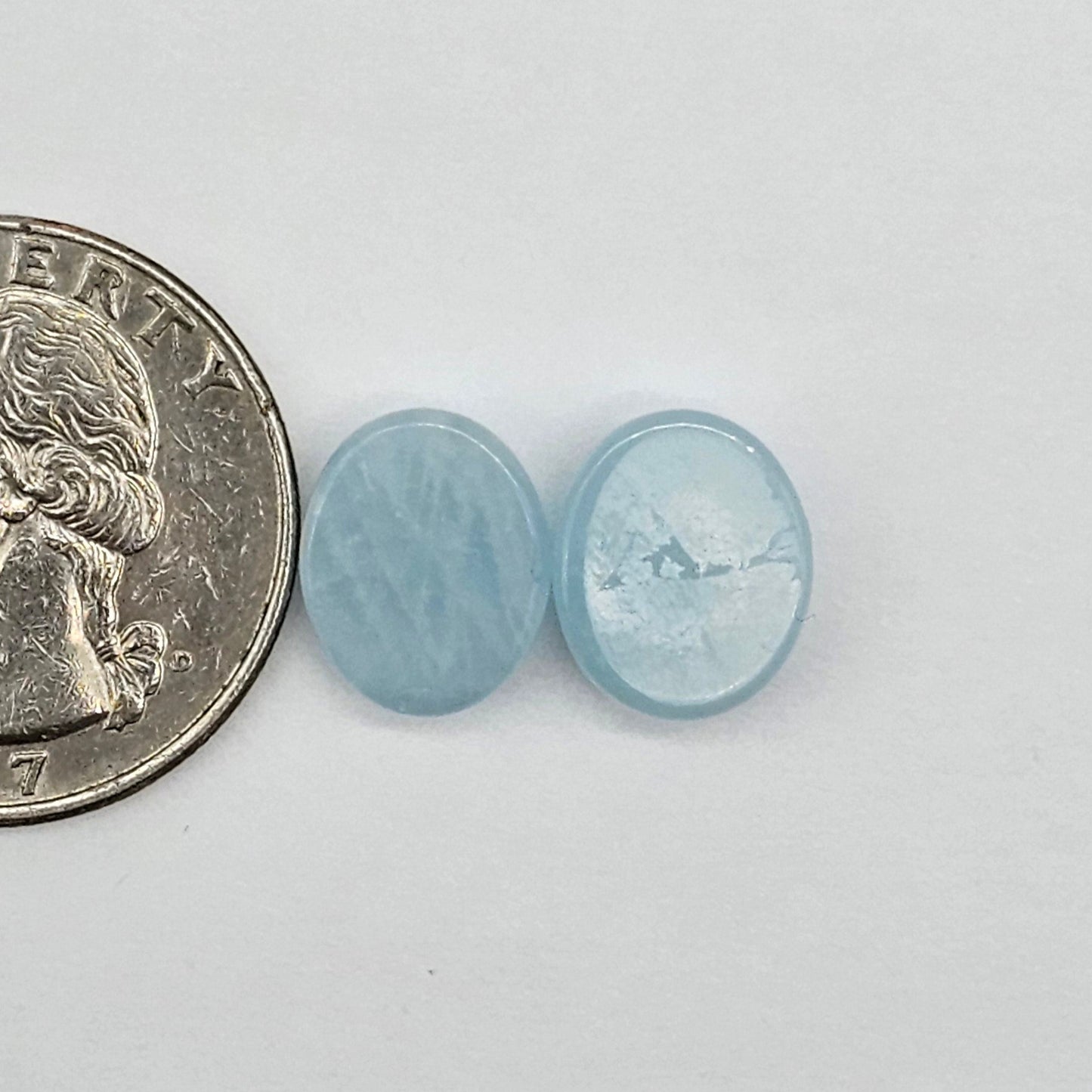 Aquamarine Silica Cabochon pair