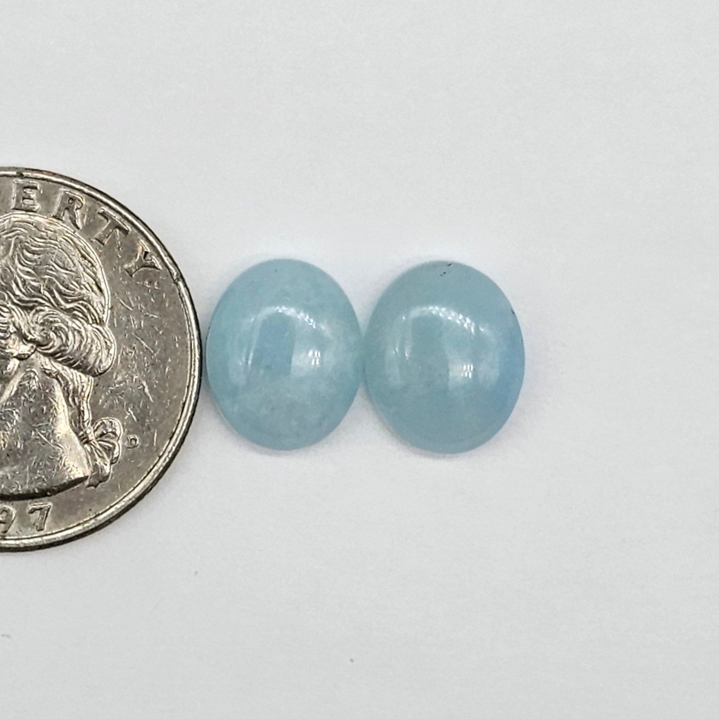 Aquamarine Silica Cabochon pair