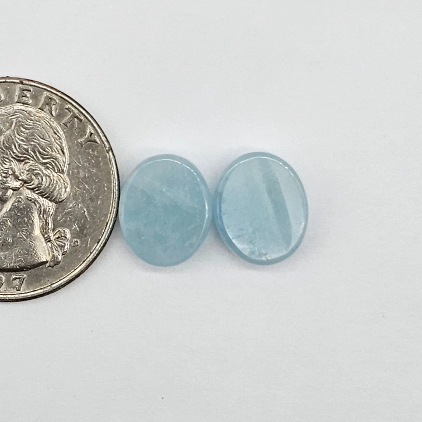 Aquamarine Silica Cabochon pair