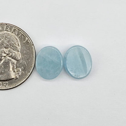 Aquamarine Silica Cabochon pair