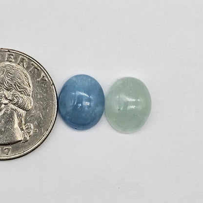 Aquamarine Silica Cabochon pair