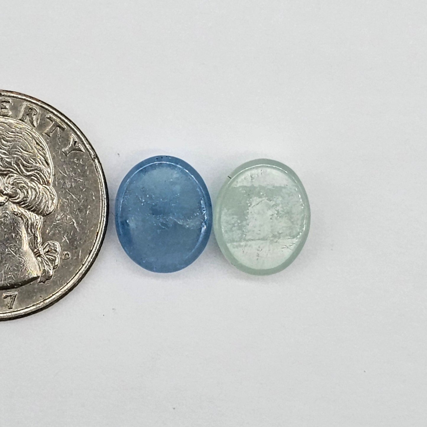 Aquamarine Silica Cabochon pair