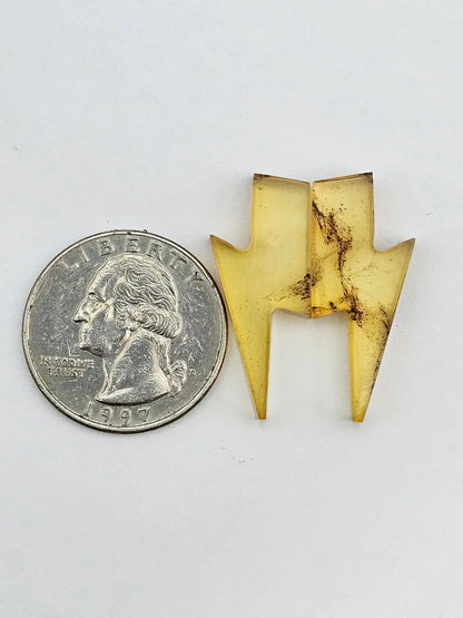 Amber authentic cabochon lightning pair large