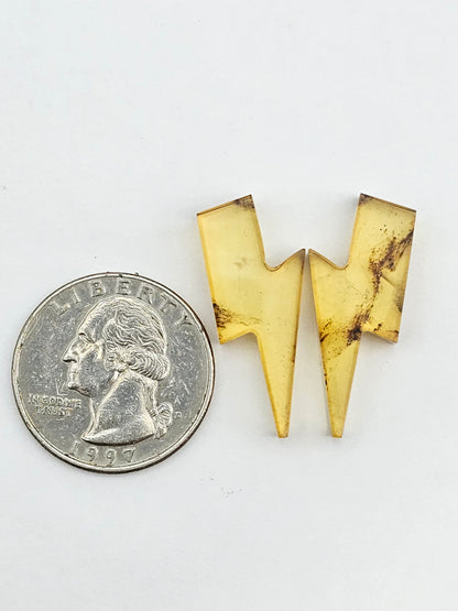 Amber authentic cabochon lightning pair large