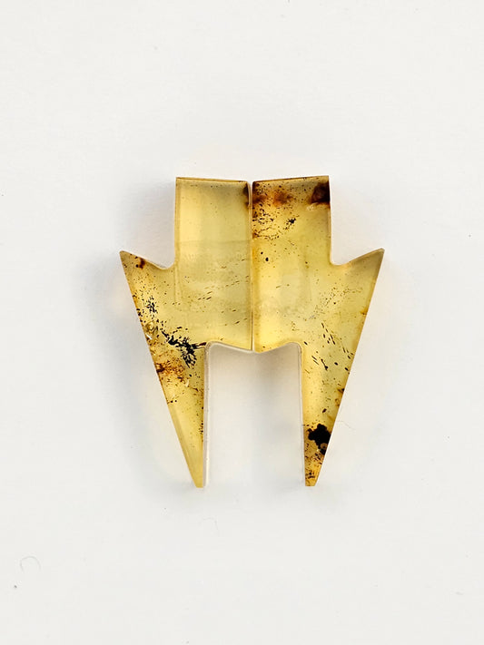 Amber authentic cabochon lightning pair large