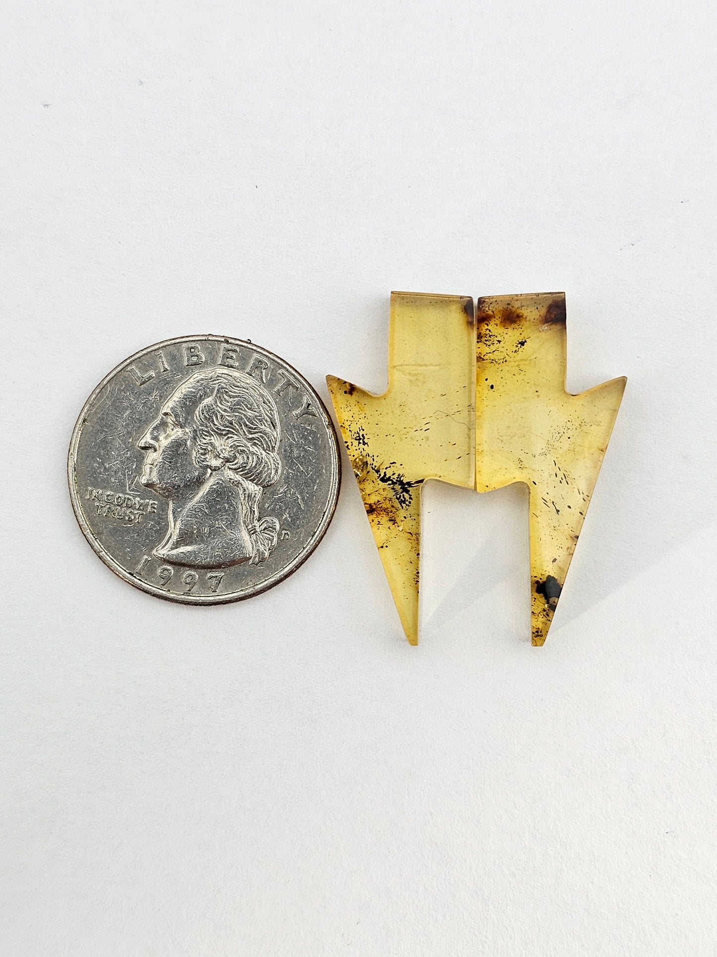 Amber authentic cabochon lightning pair large