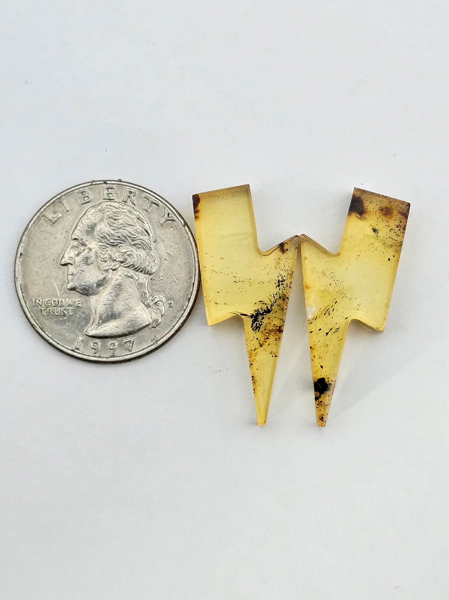 Amber authentic cabochon lightning pair large